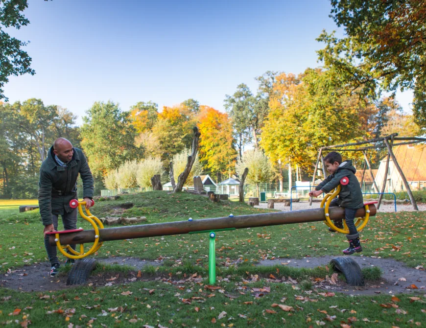 Wiese mit Bäumen im Hintergrund im Wooldrikspark in Enschede - Uit in Enschede